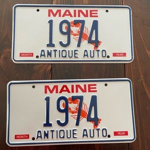 Two Lobster Antique Maine License Plates 1974